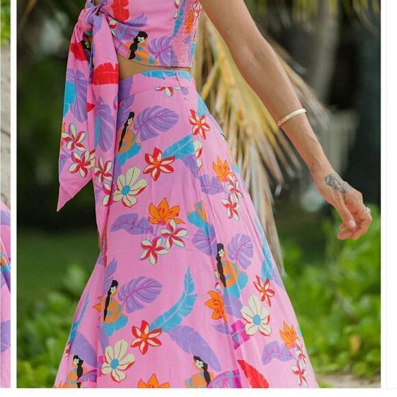 XI 19 Palms Honolulu Hawaii pink palm kohala resort maxi skirt small… - Picture 5 of 10